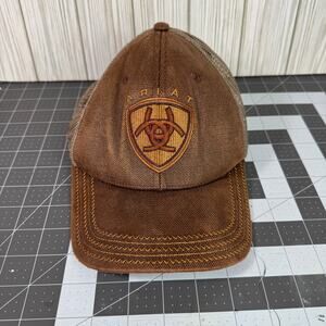 Ariat Brown Oilskin Structured Cap Adjustable Mesh Baseball Trucker Hat OSFM
